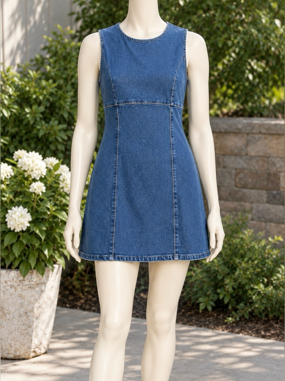 Lov Mor Blue Denim Sleeveless Medium Wash Mini Dress Sz L